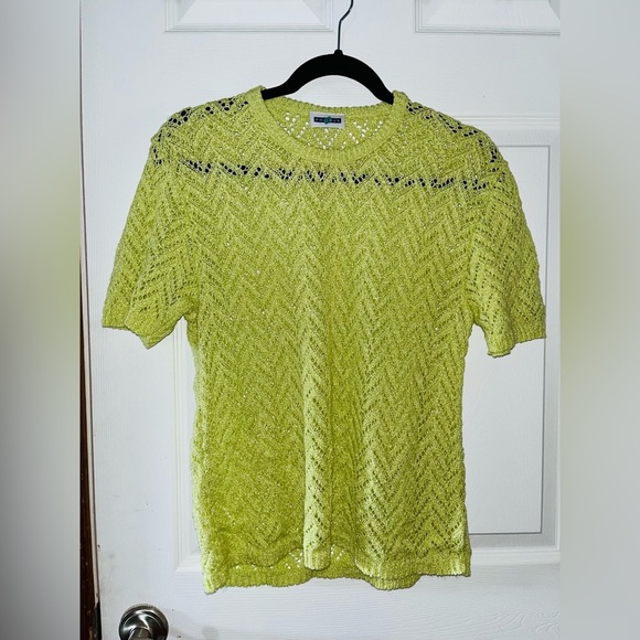 Vintage Knit Lime Green Short Sleeve Sweater Small/Medium - Picture 1 of 3